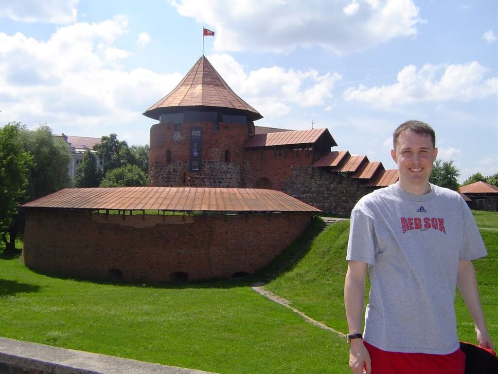 standing infront of Kaunas castle