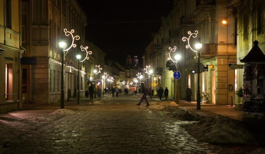 Kaunas at night, winter